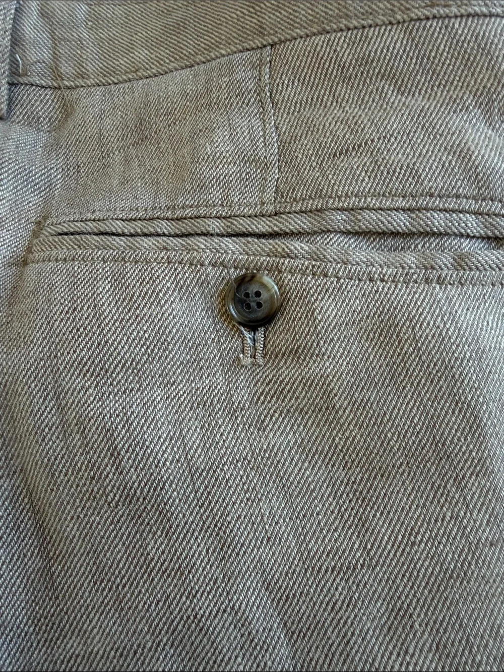 Sean John 100% Linen Pleated Dress Pants 34x32 Original Fit Tan Wide Leg
